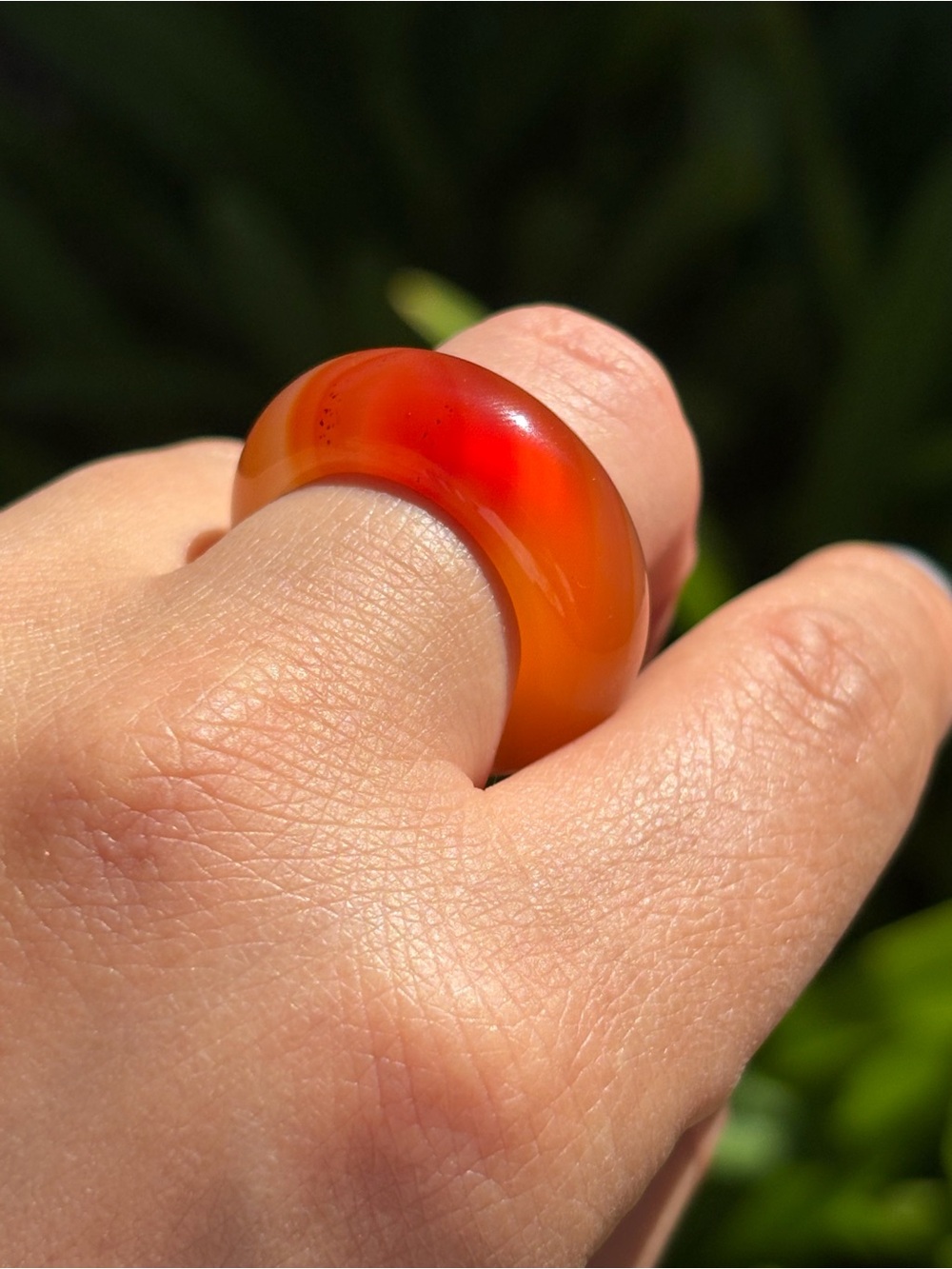 SIZE 7.5 Natural Red Banded Agate Dome Ring 2619 - Picture 5 of 7